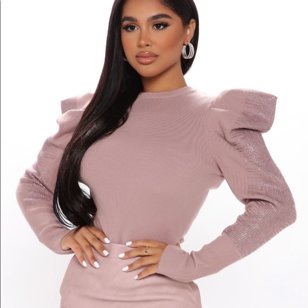 Puff sleeve sweater- mauve